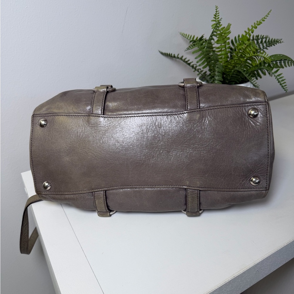 Vintage Miu Miu Vitello Shine In FUMO Gray Leather Shoulder Satchel - Picture 7 of 16